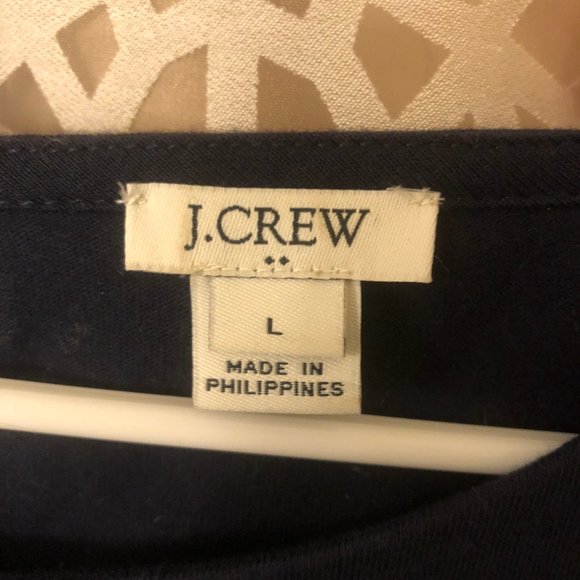 J. Crew Navy Dress with Gingham Sleeves- large - Picture 4 of 4